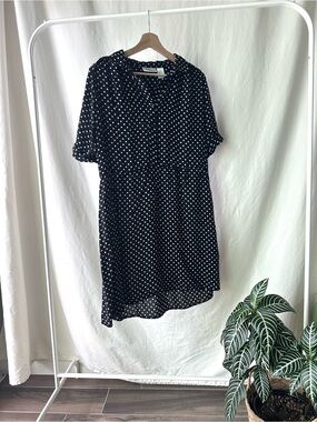 Allison Brittney Black Dress with White Polka Dots